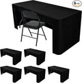 HolidayIdeas Black Open Back Fitted Rectangle Tableclothss for 6 Ft Table, 3-Sided Table Covers 72x30 Inch for Craft Fairs, Banquets, Trade Show Display, Black,6 Pcs