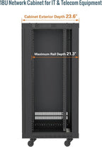 Tecmojo 18U Wall Mount Rack,18U Rack 23.6 Inch Depth,Hold Up to 176 Lbs,Server Rack with Casters,Enclosed Network Cabinet Kit for 19 Inch Network,Server and AV Gear,Glass Door(Elite Collection)