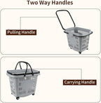 50 L Plastic Rolling Shopping Basket with Handles, Portable Retail Shopping Baskets for Supermarket, 4 PCS