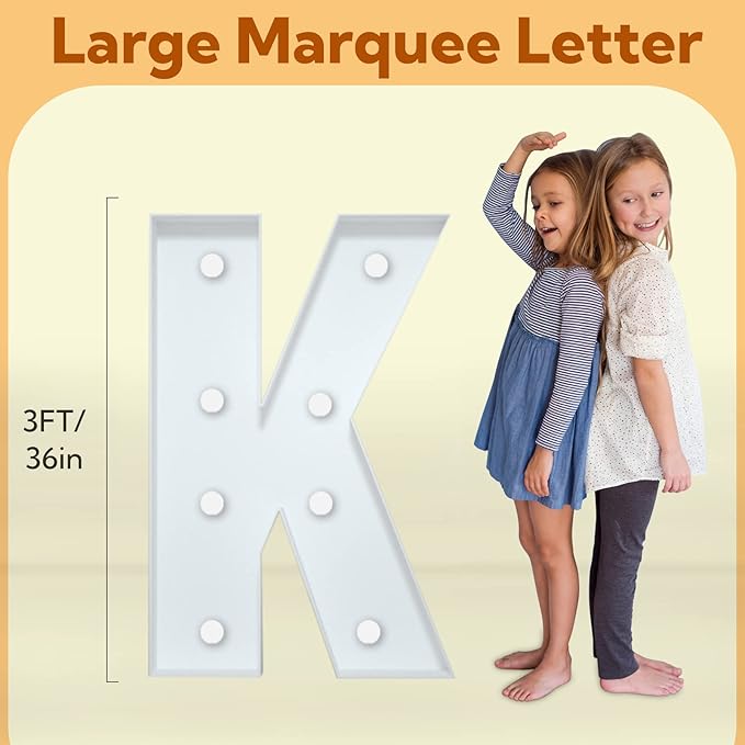 imprsv 3FT Marquee Letters, Mosaic Light Up Letters for Birthday Baby Shower Wedding Engagement Party Backdrop Decor, Large Marquee K for Party Decorations