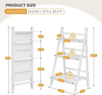 Bamboo Bookshelf 3-Tier Ladder Shelf, 39.4” Freestanding Open Bookcase Book Shelf Bathroom Storage Shelf Unit Plant Stand for Small Space, Living Room, Bedroom, Home Office, White