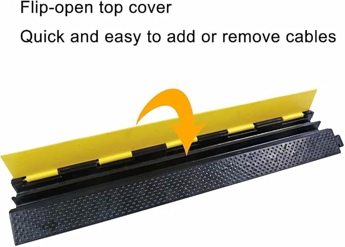 Rubber Cable Ramp Cord Cover Cable Protector Ramps Wire Hose Protective 2 Channel 22000Lbs Load Capacity Traffic Speed Bump for Asphalt Concrete Gravel Driveway Indoor Outdoor, 5 Pack