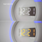 mooas Mood Light LED Silent Digital Wall Clock with Remote, Backlit Nightlight, Modern Digital LED Wall Clock Display Alarm Clock Melody 5 Brightness for Bedroom Living Room