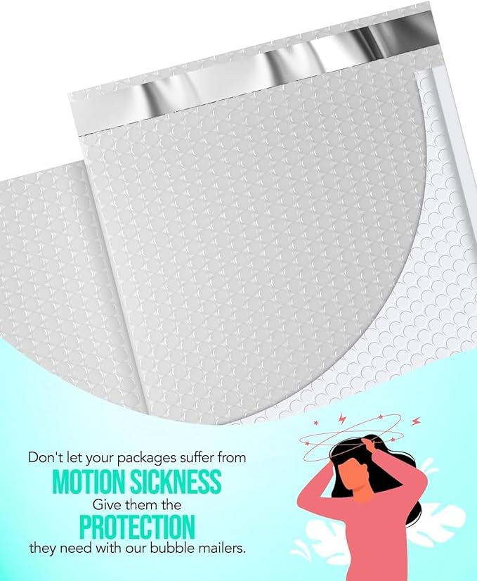 GSSUSA White Bubble Mailers 8.5X12 Inches 500 Pack, Padded Poly Bubble Mailer, Large padded Envelopes Strong Adhesion Bubble Envelopes,Self-Seal Mailing Envelopes for Small Business,Package Supplies