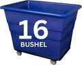 Commercial 16 Bushel Utility Cart with Steel Base, Poly Box Basket Truck, Laundry Cart, and Rolling Trash Bin, 47-Inch x 34.75-Inch x 35.5-Inch, 1000 Pound Weight Capacity, Blue