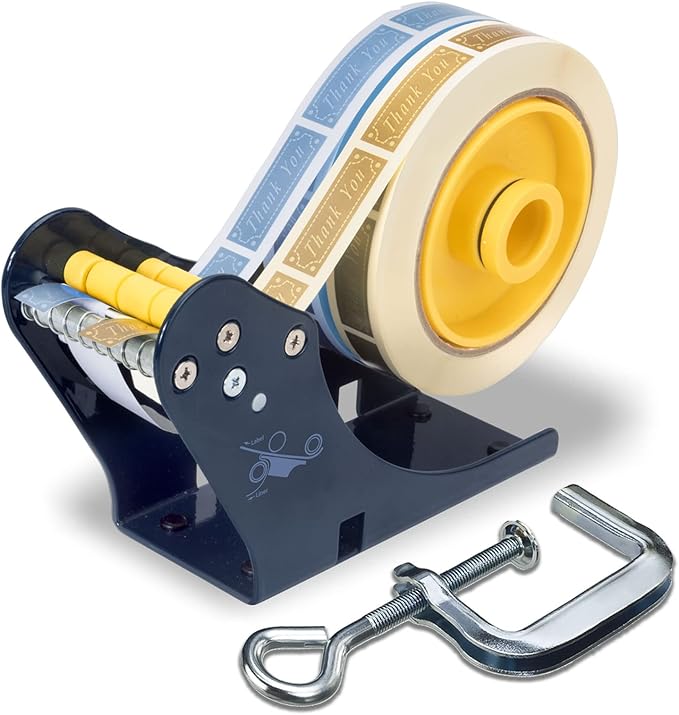 Excell LD-222 Manual Label Dispenser (2" Wide, 3" Core): Works with 2" or 1" Wide Labels. Easy Peel-Off Design. Includes C-clamp for mounting on desks or workstations. Efficient and Versatile.