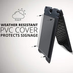 Jumbl A-Frame Signboard 22” x 28” Display Surface – Large Outdoor Sandwich Board w/Weather Resistant PVC Sign Protector & Sand Fill Holes – Dual Signage Stand for Storefront Sidewalk Curb (Black)