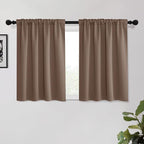 KGORGE 45 inch Curtains for Small Window, Privacy Room Darkening Drapes Thermal Insulation Noise Reducing Curtains for Bedroom Kitchen, Back Tab Rod Pocket, W52 x L45 inches, Mocha, 2 Panels