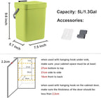 LALASTAR Small Plastic Trash Can, Hanging Small Trash Can with Lid Under Sink for Kitchen, Food Waste Bin for Countertop, Mountable Garbage Can for Bathroom, RV, 5L/1.3 Gal, Green