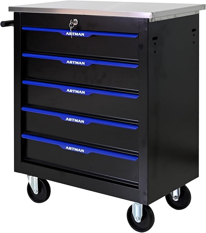 5 Drawers Rolling Tool Box on Wheels, Multifunctional Tool Chest Cabinet with Lock, Drawers Rolling Tool Cart Trolley Organizer Tool Storage Case for Garage,Warehouse - DIY Interconnectable