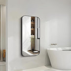 FORBATH Bathroom Mirror 20" x 40", Rectangle Black Bathroom Mirror with Black Aluminum Frame Rounded Corner, Wall Mounted Mirror for Bedroom Entryway Living Room