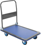 Olympia Tools Foldable Push Cart Dolly - 600 Lb. Capacity Heavy Duty Platform Truck with 360° Swivel Wheels - Blue