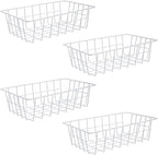 Orgneas Freezer Organizer Bins Metal Wire Storage Baskets for Upright Refrigerator Chest Freezer, Kitchen Pantry Storage and Organization for Fruit Vegetable Soda Cans Toys and Snacks, Set of 4