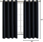 BGment Black Blackout Curtains for Bedroom - Grommet Thermal Insulated Room Darkening Block Out Curtains for Living Room, Set of 2 Panels, 52 x 63 Inch