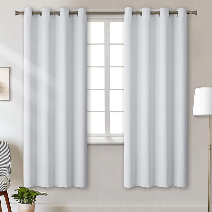 BGment Room Darkening Curtains for Bedroom - Grommet Thermal Insulated Window Treatments Light Blocking Curtains for Living Room, Set of 2 Panels, Each 46 x 72 Inch, Greyish White