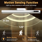Battery Powered Operated Wall Strip Lights, Motion Sensor LED Light Bar Indoor, Rechargeable Magnetic Under Cabinet Lighting Wireless with Remote Control for Picture Shelf Bathroom – Silver