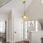 KCO Lighting Modern Gold Globe Pendant Lamp 1-Light Mid Century Antique Brass Dining Pendant Light Amber Glass Farmhouse Pendant Lighting Adjustable Large Vintage Hanging Ceiling Pendant Light