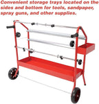 LAUCO 36" Mobile Masking Paper Machine with Storage Trays – Multi-Roll Masking Dispenser for Auto Body Paint, Car Repair & Collision Shop Prep (87277)