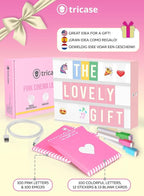 Pink Cinema Light Box with 312 Letters, Emojis & 3 Markers - Led Light Box Sign for Home & Pink Room Decor - Premium Light Up Letter Board - Best Gift Idea for Women & Girls on Christmas or Birthdays