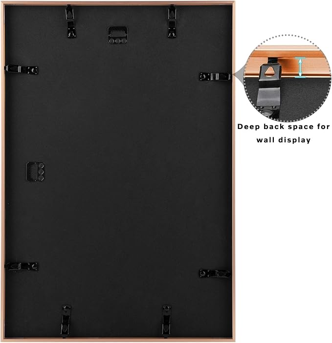 Frametory, 13x19 Metal Picture Frame with Mat for 11x17 Picture & Real Glass, Aluminum Photo Frame Collection (Rose Gold, 2 Pack)