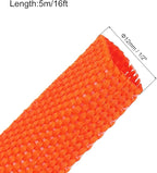 MECCANIXITY Braided Cable Sleeves Heat Shrinkable Fabric Sleeving, 1/2" 16ft Orange 2:1 Ratio Heat Shrinkable Cord Protector for Harness Cable, Network Cable Protection, Cable Management
