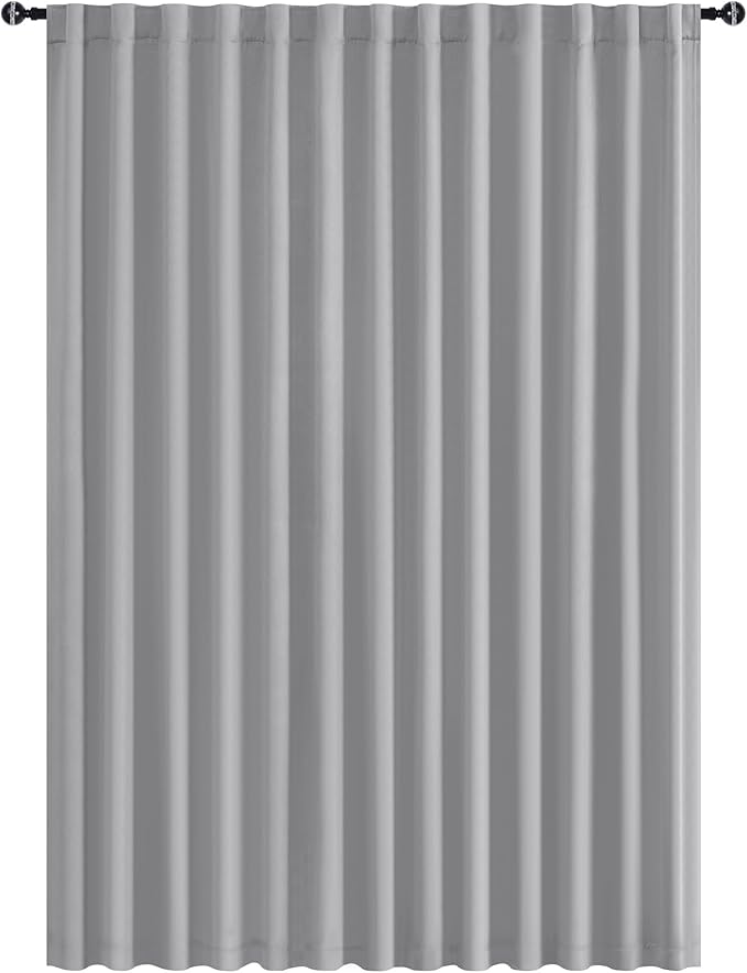Hiasan Patio Sliding Room Divider Door Curtains - Extra Wide Privacy Room Thermal Insulated Blackout Curtain with Back Tab & Rod Pocket for Bedroom Partition(100 x 108 Inches, Silver Grey)