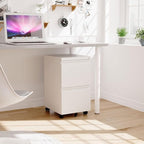 2 Drawer Mobile File Cabinet with Lock,Under Desk Filing Cabinet for Home Office, Metal Filing Cabinets on Wheels for Legal/Letter/A4 File, Assembled Required, White