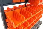 TRINITY 7-Tier Dual-Sided Rolling Bin Rack, 330 Pound Capacity, Includes 94 Organizer Bins, 19.75" x 35.5" x 48.5", Black