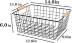 LeleCAT Large black wire basket for Organizing with Wooden Handles,pantry refrigerator organizers and storage,Snack Storage Baskets for Cabinets, Closets, Bedrooms, kitchen -2pack（Black）