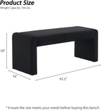 Velvet Entryway Bench End of Bed Bench Upholstered Modern Window Bench Comfy Ottoman for Dining Room/Bedroom/Living Room/Hallway/Indoor (Black)