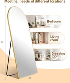 71"x32"Floor Mirror Full Length,Arched Full Length Mirror with Stand,Full Body Mirror,Hanging or Large Leaning for Bedroom Living Room Gold