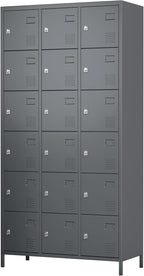 Aobabo 18 Doors Metal Locker for Employees,Metal Storage Locker Cabinet with Lock and Leg, for Office Garage School Home Industrial, Assembly Required, Dark Grey