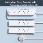 Surge Protector Power Strip, 9 Widely Spaced Outlets, 3 USB A & 2 USB C Ports, 5ft Flat Plug Long Extension Cord for Travel Home Office Entertainment, White