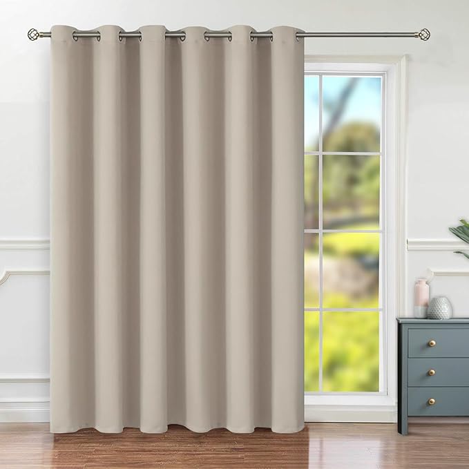 BGment Patio Sliding Door Curtain for Bedroom 84 Inch Length, Extra Wide Room Divider Room Darkening Curtain Thermal Insulated Privacy Soundproof Living Room Drape, 1 Panel, Camel, 120 Wide