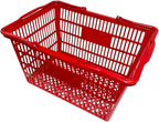Stackable Plastic Shopping Baskets, Red and Blue, Easy-Grip Handles for Grocery, Retail, Liquor Stores, Home Use (4-pack, Red & Blue Assorted)