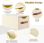 4 Pack Stackable Storage Drawers, Fabric Closet Organizers and Storage with Handles and Clear Window, Pull-Out Clothes Storage Bins with Drawer for Closet, Bedroom, Living Room, Under Bed, Beige