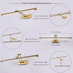 Picture Light Battery Operated with Remote LED Dimmable Picture Light for Paintings, Brass Rechargeable 24 inch Battery Operated Wall Sconce for Art Lighting Gallery Portrait Artwork