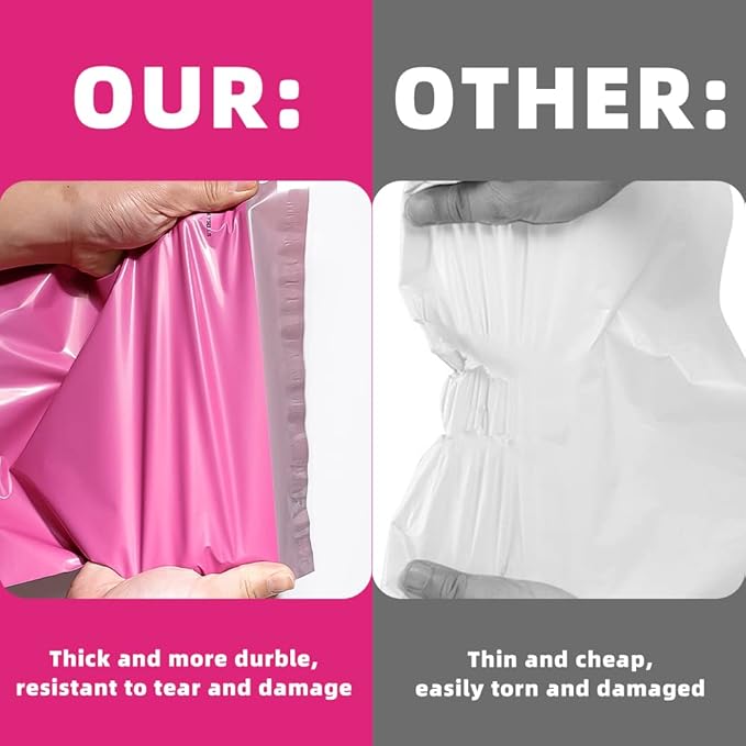 POLYSELLS 50 pcs 14.5x19 Inches Pink Poly Mailers Shipping Envelopes, Strong Adhesive Sealing, Waterproof, and Tear-resistant Postal Mailing Bags for Clothing, Books, and Accessories