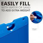 Jumbl A-Frame Signboard 15.7” x 26” Display Surface – Small Outdoor Sandwich Board w/Weather Resistant PVC Sign Protector & Sand Fill Holes – Dual Signage Stand for Storefront Sidewalk Curb (Blue)