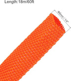 MECCANIXITY Braided Cable Sleeves Heat Shrinkable Fabric Sleeving, 1/4" 60ft Orange 2:1 Ratio Heat Shrinkable Cord Protector for Harness Cable, Network Cable Protection, Cable Management
