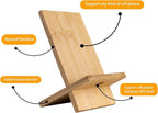 Bamboo Tablet Holder - Adjustable Folding iPad Stand with Charge Port for Desk or Cooking