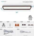 LED Under Cabinet Lighting Hardwired or Plug in, 18 Inch 9W, Dimmable 5 Color 2700K/3000K/3500K/4000K/5000K, Linkable Eyes Care Design Counter Lights for Kitchen, Sink, ETL Listed, Bronze