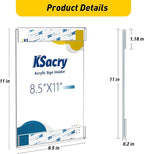 KSacry 20 Pcs Acrylic Sign Holder 8.5 x 11, Vertical Wall Mount Sign Holders with 3M Adhesive, Clear Plastic Frames Paper Display Sign Holders for Office, Home, Store, Restaurant - No Drilling