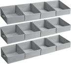 DIMJ Closet Storage Bins 12 Pack - Fabric Storage Baskets for Shelves, Collapsible Clothes Organizer with Handles, Trapezoid Shelf Organization Storage Cubes for Purse, Toys, Books, Towel, Clothes