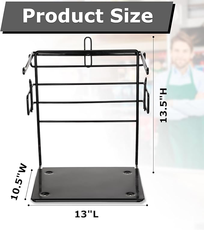 Sieral 2 pack Plastic Grocery Bag Holder Stand Chrome T Shirt Rack Fits 11½''W x 6''D x 21''H, plastic bag holder for Kitchen, Retail, Grocery, Shopping, Restaurant, 10.5''W x 13''L x 13.5''H(Black)
