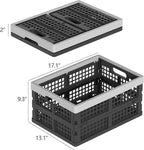 30L Large Plastic Folding Storage Crates, Collapsible Crates for Storage, Pack of 3 (Black)