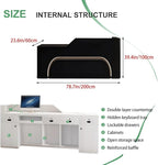 Modern Reception Desk with Counter Front Reception Table with Hidden LED Lighting Commercial Receptionist Desk Black Checkout Counter Fully Assembled and Ready to Use 79inch