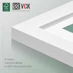 VCK 12x16 Picture Frame 5 Pack - White, High-End Wood Poster Frames with Tempered Glass, Display 8.5x11 Photo with Mat or 12x16 without Mat, Art Gallery-Quality, Wall Hanging, White
