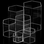 Jetec Hexagonal Jewelry Display Risers Hexagonal Market Display Risers Stands Acrylic Showcase Acrylic Stand for Jewelry Model Figures Decoration, 6 Sizes(Clear,6 Pieces)