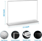 10 Pack Acrylic Sign Holder 8.5 x 11 Horizontal, Double-Sided Stand up Table Top Sign Holders, Clear Acrylic Picture Frame Menu Flyer Paper Holder Display Stand for Office Business Store Wedding Party
